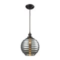 Elk Showroom Ridley 1Light Pendant in Oil Rubbed Bronze with Smoke Plated Beehive Glass 56550/1
